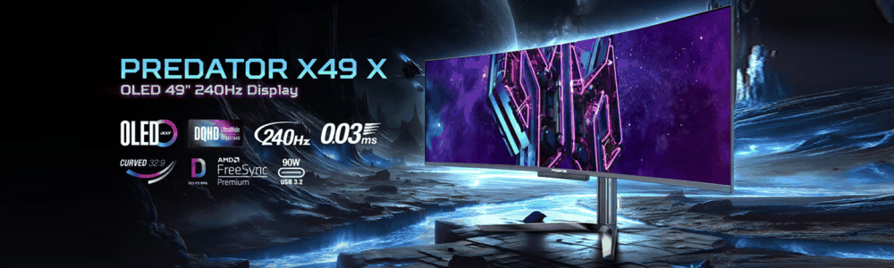 宏碁预告 Predator X49 X 48.9 英寸带鱼屏显示器，双 2K 240Hz QD