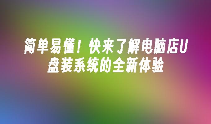 简单易懂!快来了解电脑店U盘装系统的全新体验插图 简单易懂!快来了解电脑店U盘装系统的全新体验