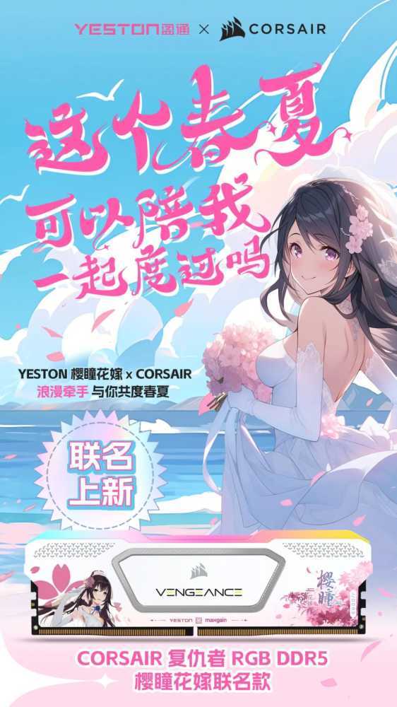盈通 x 海盗船,复仇者 RGB DDR5 樱瞳花嫁联名款内存将至插图 盈通 x 海盗船,复仇者 RGB DDR5 樱瞳花嫁联名款内存将至
