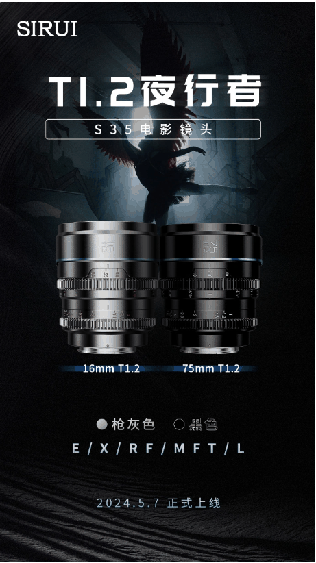 思锐光学全新夜行者16/75mm T1.2电影镜头5月7日亮相,支持多卡口选择插图 思锐光学全新夜行者16/75mm T1.2电影镜头5月7日亮相,支持多卡口选择