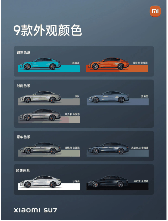 雷军透露:小米SU7将携九种配色亮相2024北京车展插图 雷军透露:小米SU7将携九种配色亮相2024北京车展