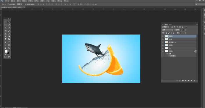 创意合成,通过PS制作鲨鱼在橙子里游泳的创意画面插图11 创意合成,通过PS制作鲨鱼在橙子里游泳的创意画面