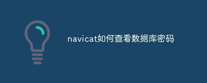 navicat如何查看数据库密码