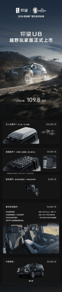 109.8万起 比亚迪仰望U8越野玩家版上市：可选装车载无人机