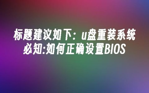 u盘重装系统必知:如何正确设置BIOS