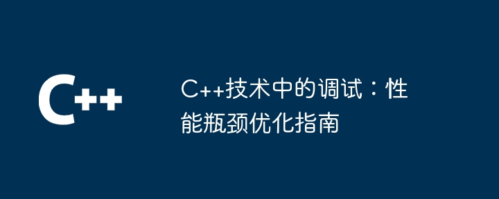 C++技术中的调试：性能瓶颈优化指南