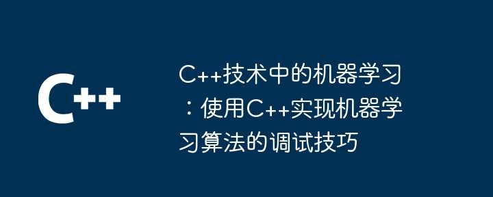C++技术中的机器学习：使用C++实现机器学习算法的调试技巧