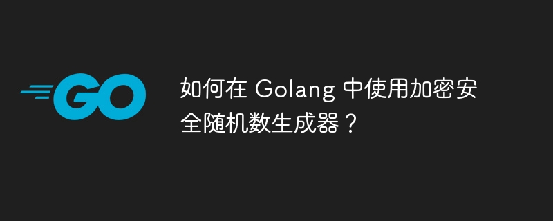 如何在 Golang 中使用加密安全随机数生成器？