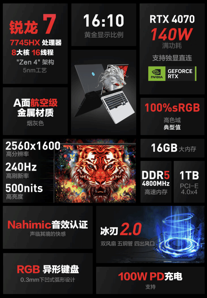 机械革命蛟龙 16 Pro 笔记本新增配置 5 月 17 日开售:R7 7745HX + RTX 4070 售 6499 元插图1 机械革命蛟龙 16 Pro 笔记本新增配置 5 月 17 日开售:R7 7745HX + RTX 4070 售 6499 元
