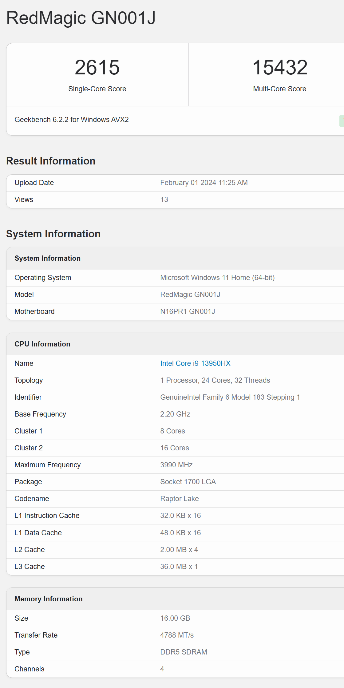 红魔首款电竞游戏本 GN001J 通过多项认证并现身 Geekbench 数据库:i9插图4 红魔首款电竞游戏本 GN001J 通过多项认证并现身 Geekbench 数据库:i9-13950HX + RTX 4070