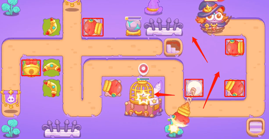 《保卫萝卜4》阿波与魔法宝藏第77关通关攻略