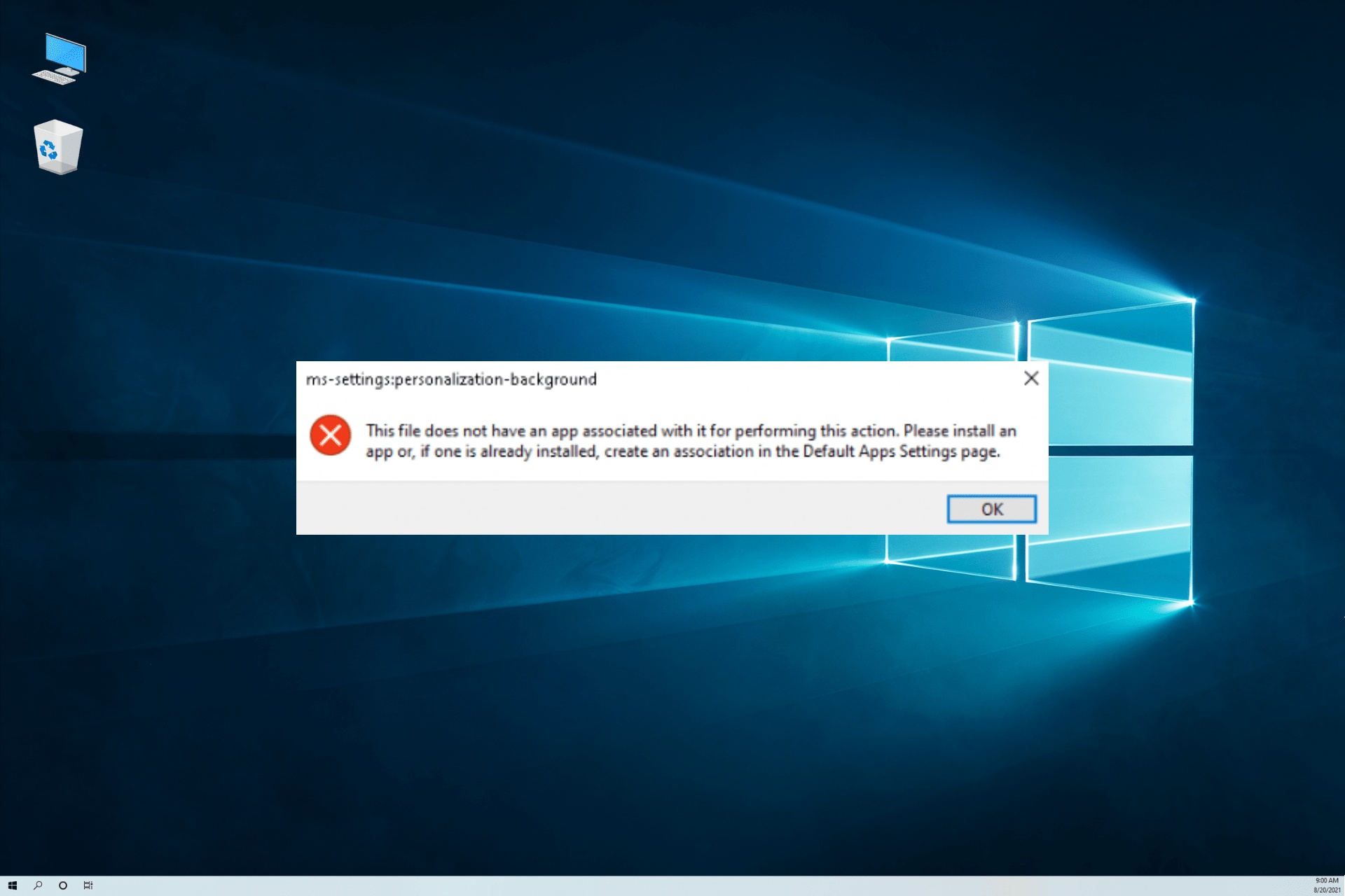 打开文件提示该文件没有与之关联的应用来执行该操作怎么办