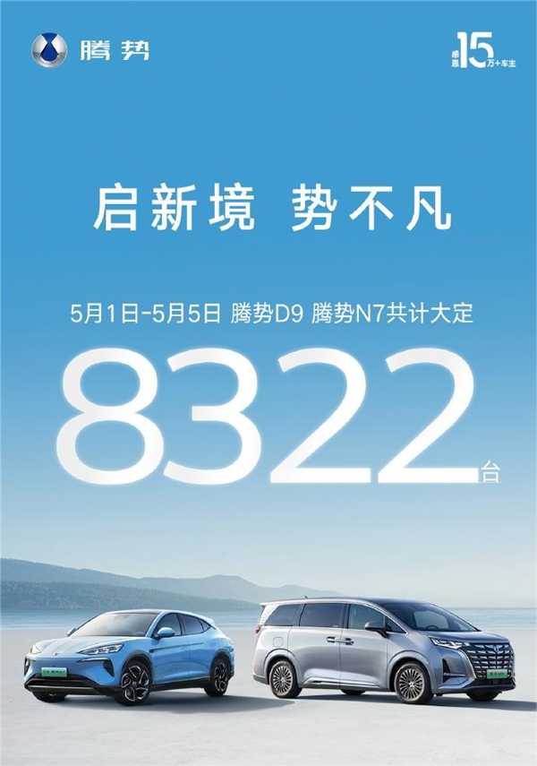 比亚迪腾势五一假期销量8322台:腾势D9占比超80%插图 比亚迪腾势五一假期销量8322台:腾势D9占比超80%