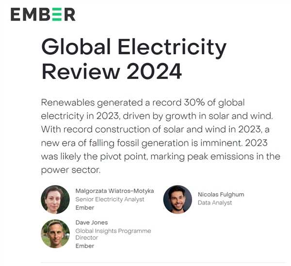 世界能源里程碑：全球30%电力来自可再生能源 中国功不可没