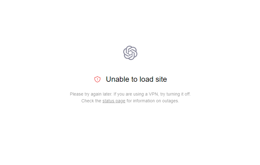 ChatGPT无法登录或者提示Unable to load site怎么解决插图1 Unable to load site