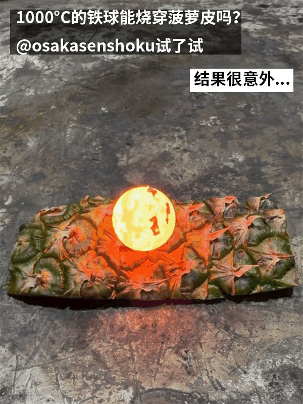 菠萝皮能抗住1000°C铁球吗：有人做了一次真实试验
