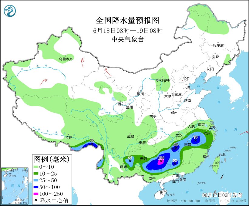 贵州江南华南暴雨如注 京津冀等地热浪滚滚