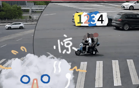 7人结伴出游挤上2辆电动自行车 车篮里都坐了人