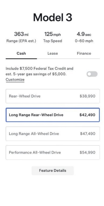 特斯拉美国推出长续航后驱版Model 3 售价42490美元插图 特斯拉美国推出长续航后驱版Model 3 售价42490美元插图
