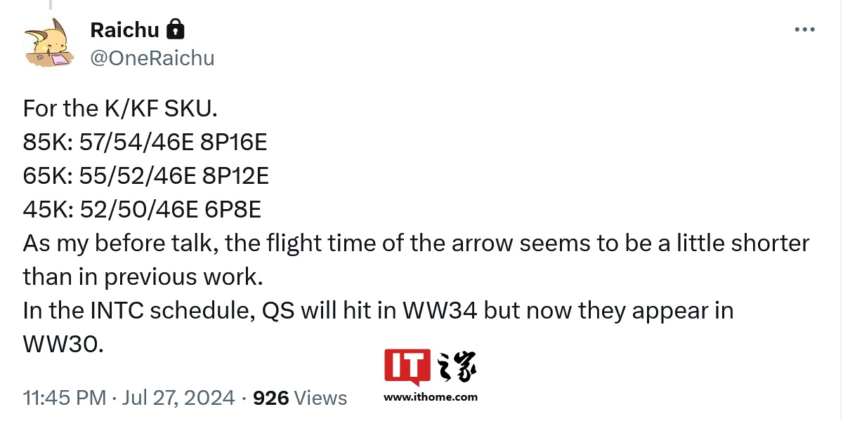 全系 E 核 4.6GHz，英特尔 Arrow Lake