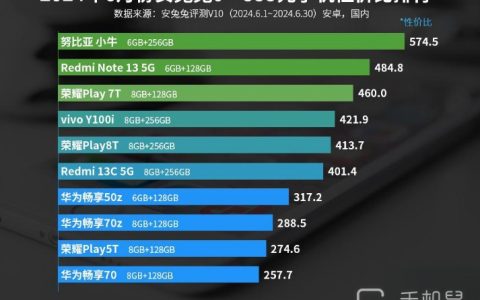 2024年6月份安兔兔0-999元手机性价比排行，小牛真的牛！