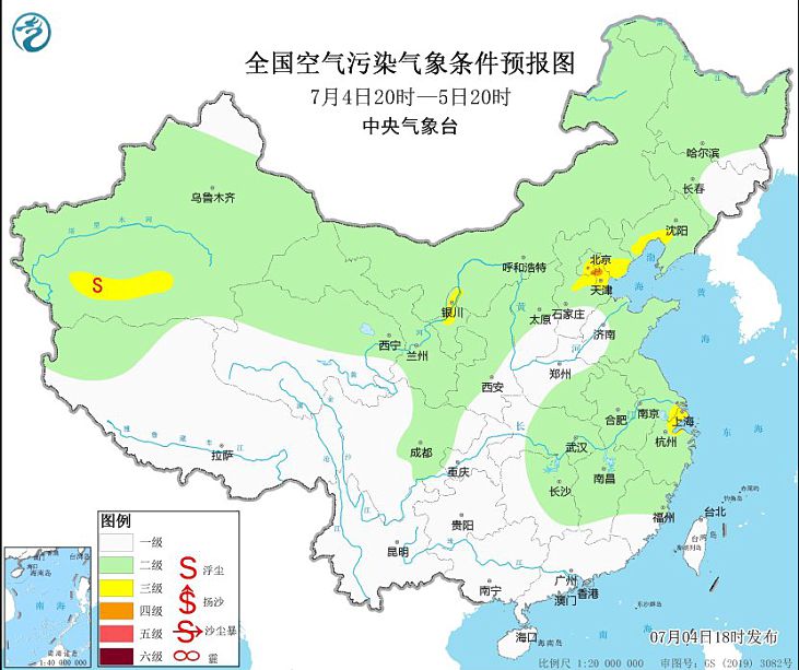 2024年7月5日环境气象预报:全国大部地区大气扩散条件较好