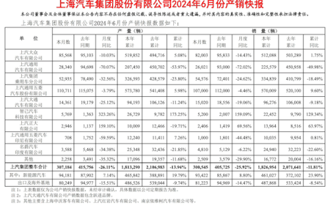 上汽集团“期中考”成绩公布：大众、五菱、智己销量持正增长