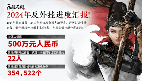 《永劫无间》多款外挂源作者落网！涉案500万：22人被送去踩缝纫机