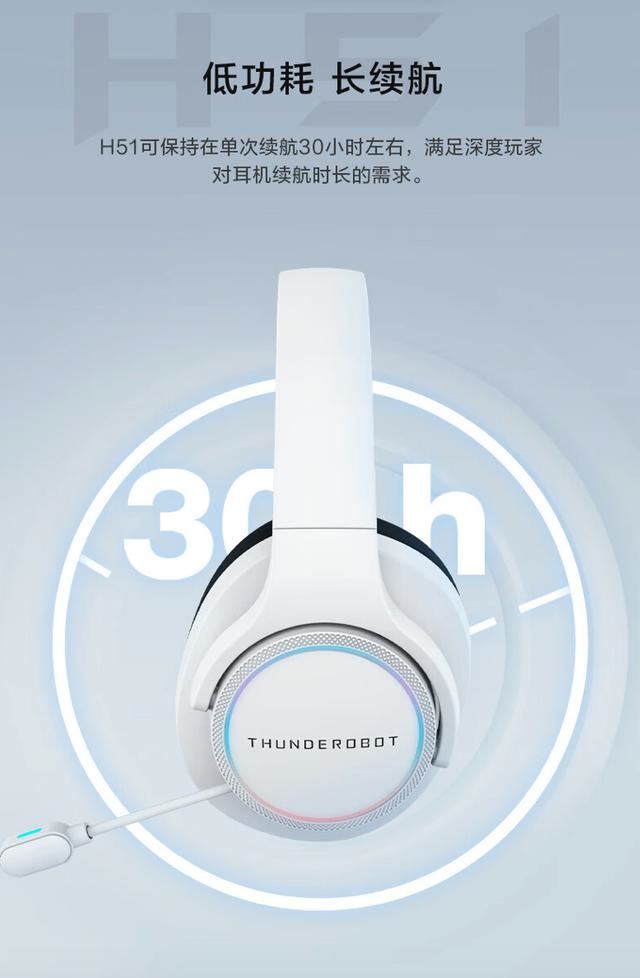 149元50mm动圈+RGB灯效! 雷神H51 三模头戴游戏耳机上市插图4