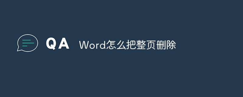 Word怎么把整页删除