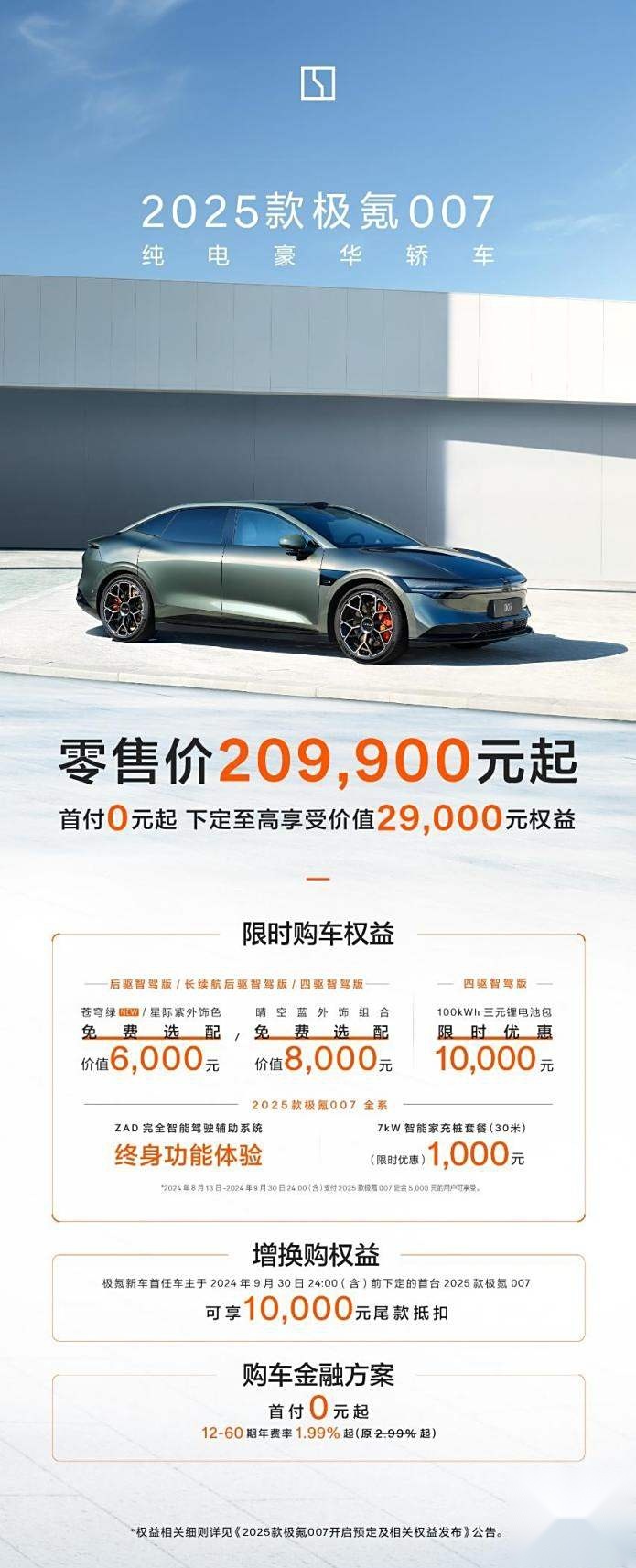 2025款极氪001、极氪007全能上市,售价20.99万元起!