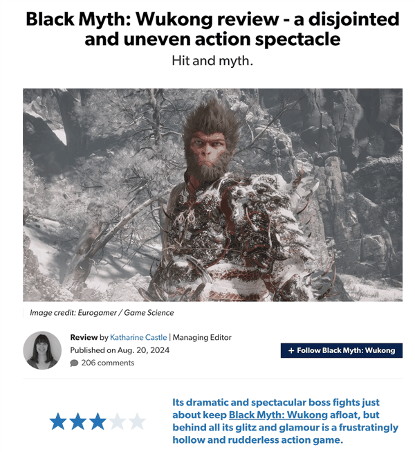 给《黑神话:悟空》打一星的外国人 脑子里是怎么想的插图2 给《黑神话:悟空》打一星的外国人 脑子里是怎么想的