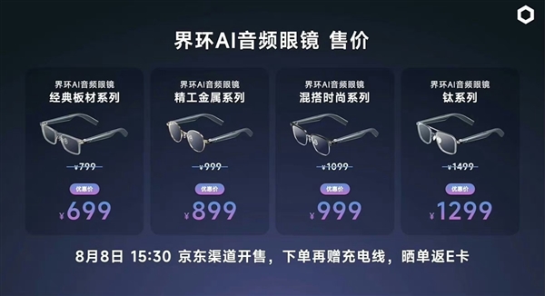 小米音频眼睛团队打造!界环AI音频眼镜发布:699元起插图9 小米音频眼睛团队打造!界环AI音频眼镜发布:699元起
