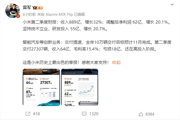 小米卖一辆车亏6万多 雷军回应:造车很苦 但成功一定很酷插图 小米卖一辆车亏6万多 雷军回应:造车很苦 但成功一定很酷