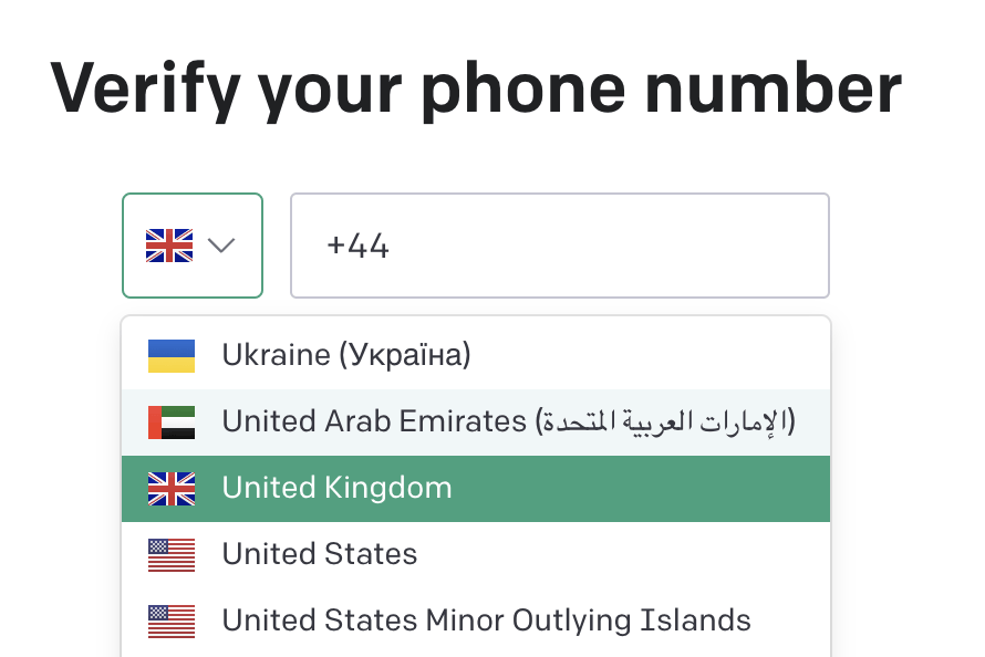 OpenAI verify phone Select United Kindom 手机号码国家选择英国