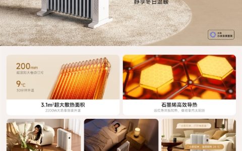 支持2200W急速升温！米家石墨烯油汀取暖器上线：众筹价549元
