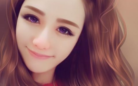 PS+SAI把可爱美丽的红衣美女图片转成好看的手绘图片效果