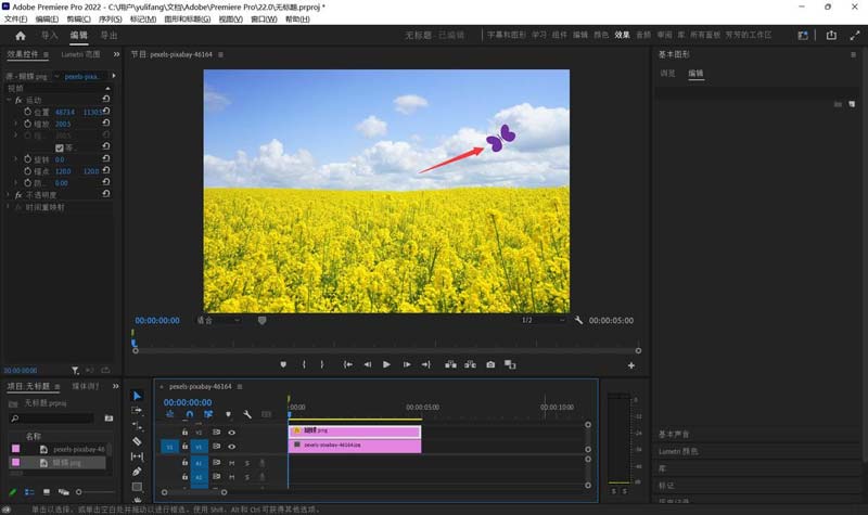 Premiere怎么做蝴蝶飞舞动画? Pr巧用关键帧制作蝴蝶飞舞动画的技巧插图1