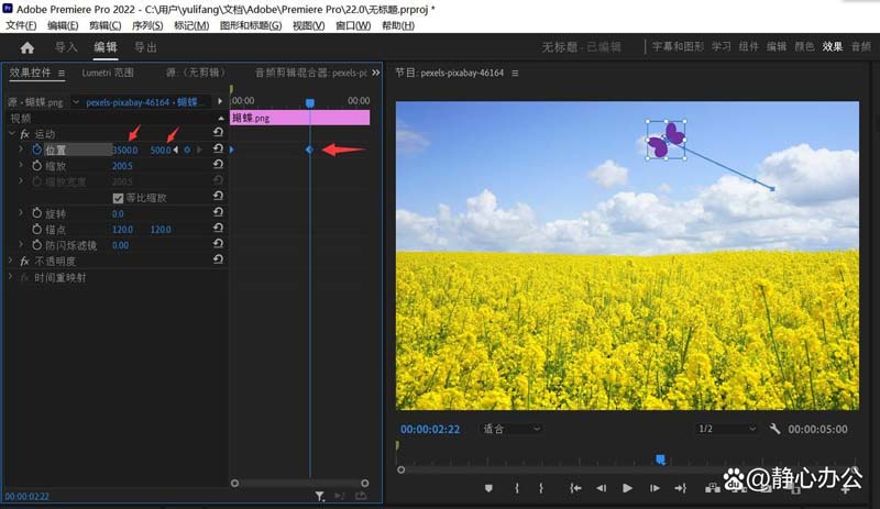 Premiere怎么做蝴蝶飞舞动画? Pr巧用关键帧制作蝴蝶飞舞动画的技巧插图5