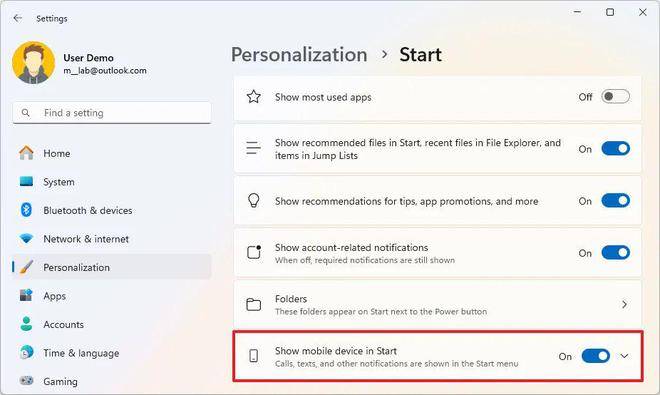 Win11开始菜单怎么启用侧栏概览 iPhone 等手机信息?插图2