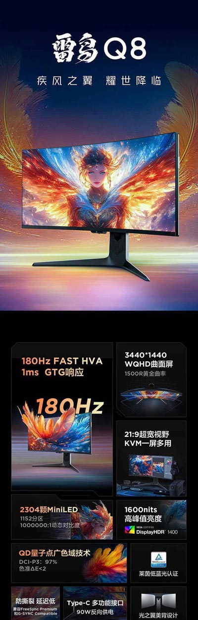 雷鸟Q8特别版值得买吗? 雷鸟Q8显示器优缺点分析