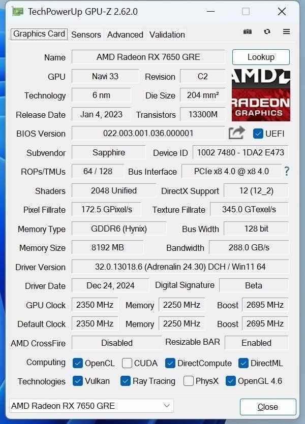 比4060更值得买! 蓝宝石RX 7650 GRE 8G D6白金版显卡评测插图9 比4060更值得买! 蓝宝石RX 7650 GRE 8G D6白金版显卡评测插图9
