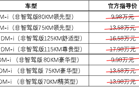 比亚迪王朝、海洋网非智驾版限时一口价，最低8.98万元起