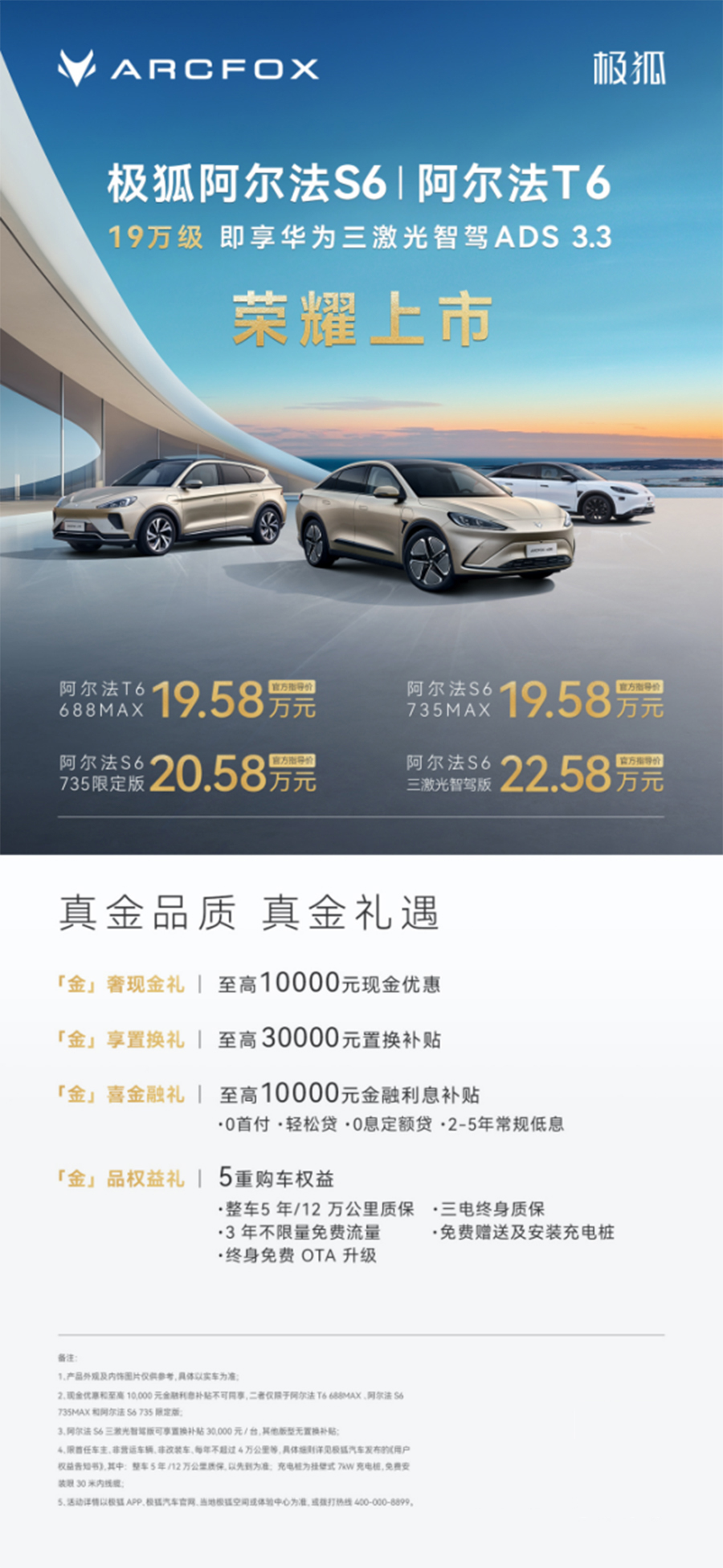 极狐阿尔法S6与T6上市，19.58万起‌