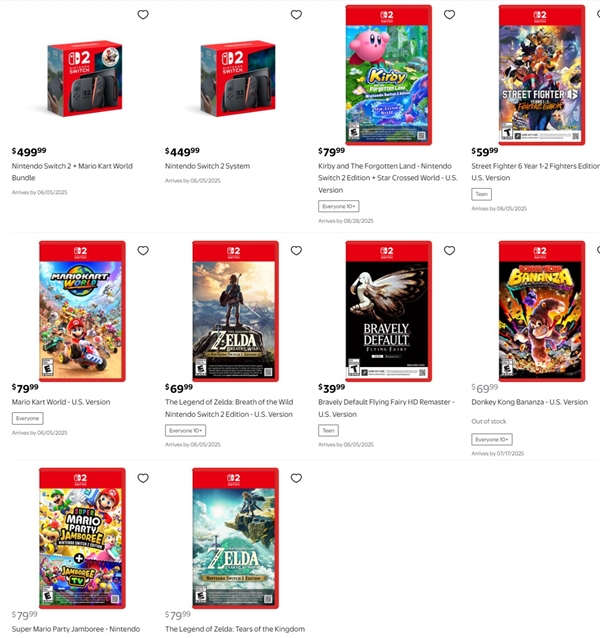 Switch 2游戏带头涨价