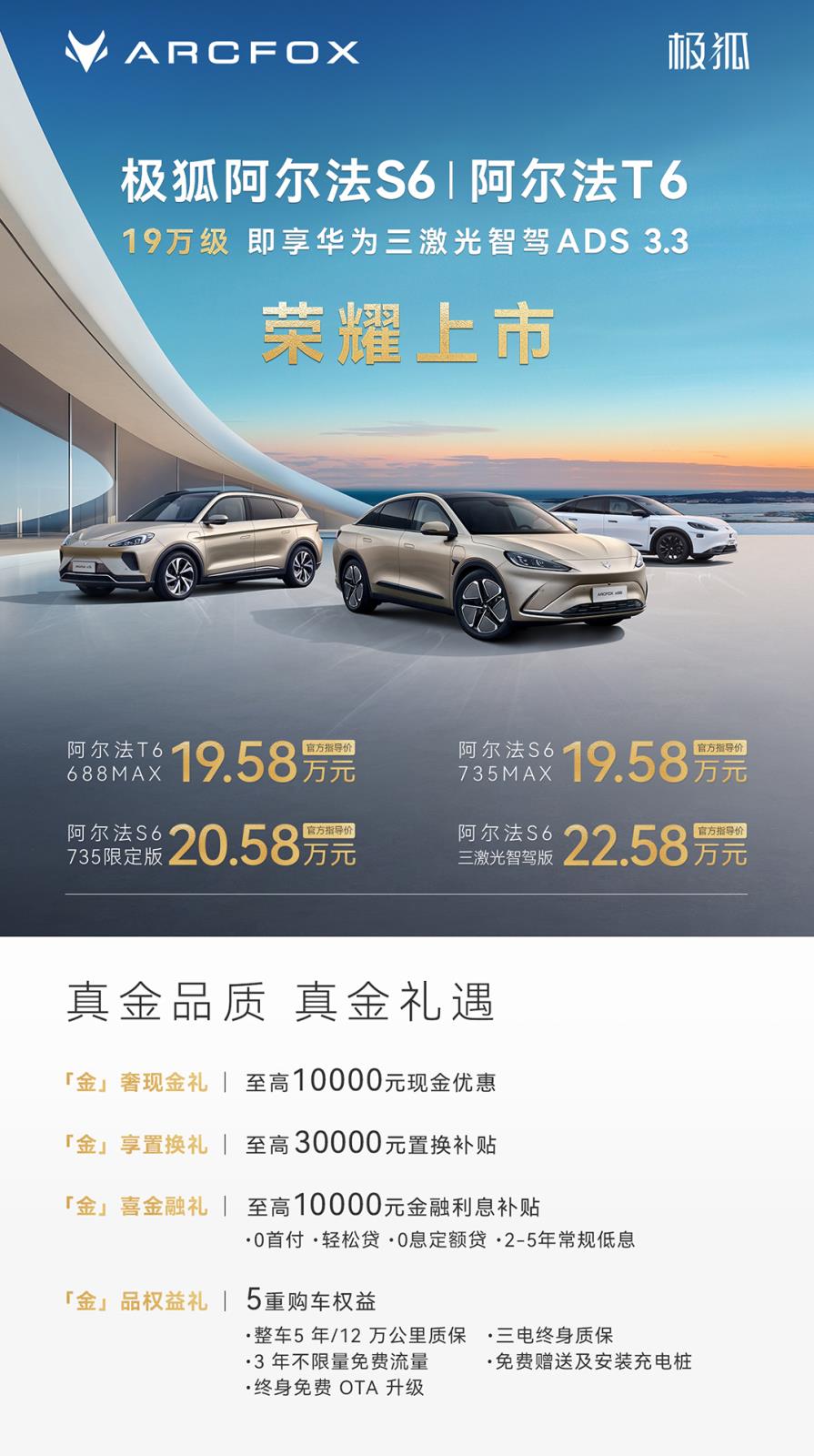 售19.58万元起，全面调整升级，极狐阿尔法T6/S6正式上市