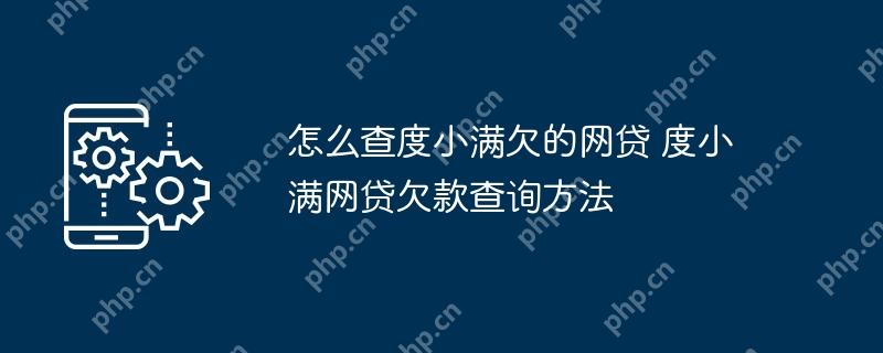 怎么查度小满欠的网贷 度小满网贷欠款查询方法