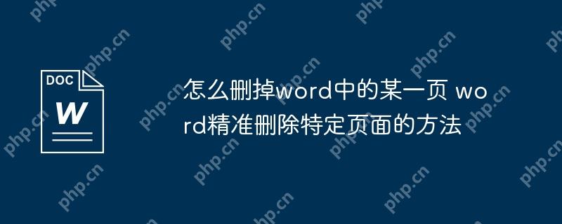 怎么删掉word中的某一页 word精准删除特定页面的方法