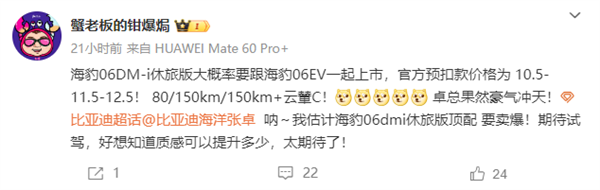 比亚迪海豹06DM-i旅行版预扣款价曝光：10.5万起