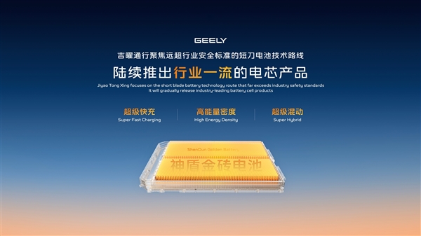 馈电如满电 末端充仅11.5分钟!吉利发布金砖电芯超级混动系列插图 馈电如满电 末端充仅11.5分钟!吉利发布金砖电芯超级混动系列